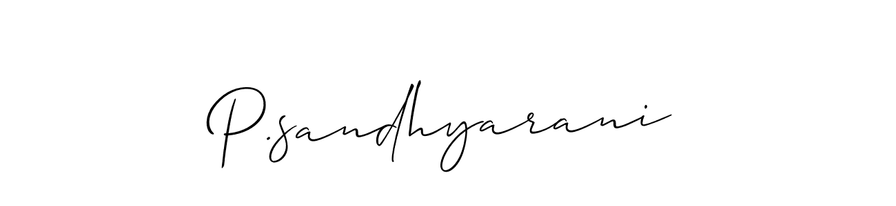 How to make P.sandhyarani name signature. Use Allison_Script style for creating short signs online. This is the latest handwritten sign. P.sandhyarani signature style 2 images and pictures png