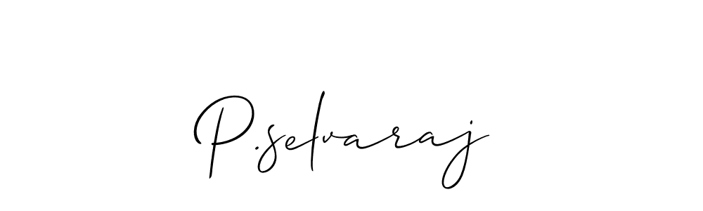 The best way (Allison_Script) to make a short signature is to pick only two or three words in your name. The name P.selvaraj include a total of six letters. For converting this name. P.selvaraj signature style 2 images and pictures png