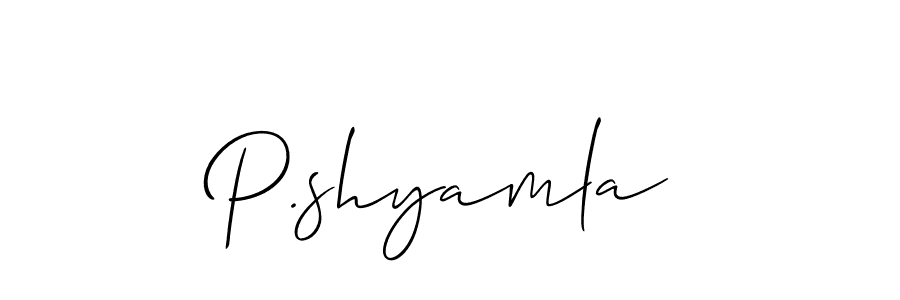 Also You can easily find your signature by using the search form. We will create P.shyamla name handwritten signature images for you free of cost using Allison_Script sign style. P.shyamla signature style 2 images and pictures png