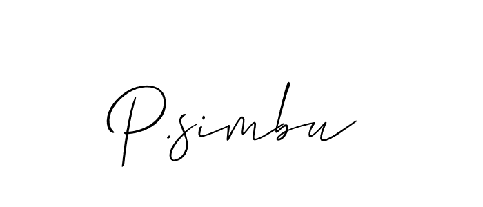 It looks lik you need a new signature style for name P.simbu. Design unique handwritten (Allison_Script) signature with our free signature maker in just a few clicks. P.simbu signature style 2 images and pictures png