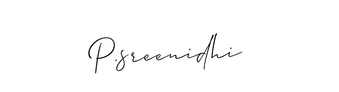 Allison_Script is a professional signature style that is perfect for those who want to add a touch of class to their signature. It is also a great choice for those who want to make their signature more unique. Get P.sreenidhi name to fancy signature for free. P.sreenidhi signature style 2 images and pictures png