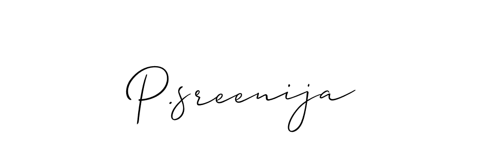 The best way (Allison_Script) to make a short signature is to pick only two or three words in your name. The name P.sreenija include a total of six letters. For converting this name. P.sreenija signature style 2 images and pictures png