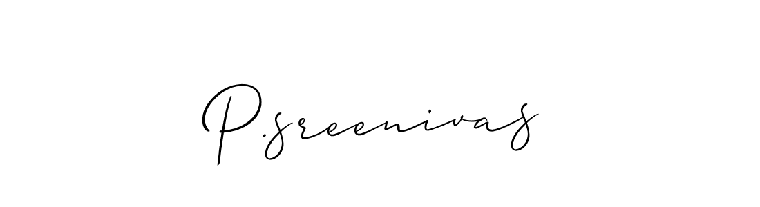 Use a signature maker to create a handwritten signature online. With this signature software, you can design (Allison_Script) your own signature for name P.sreenivas. P.sreenivas signature style 2 images and pictures png