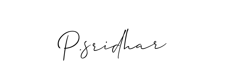 Create a beautiful signature design for name P.sridhar. With this signature (Allison_Script) fonts, you can make a handwritten signature for free. P.sridhar signature style 2 images and pictures png