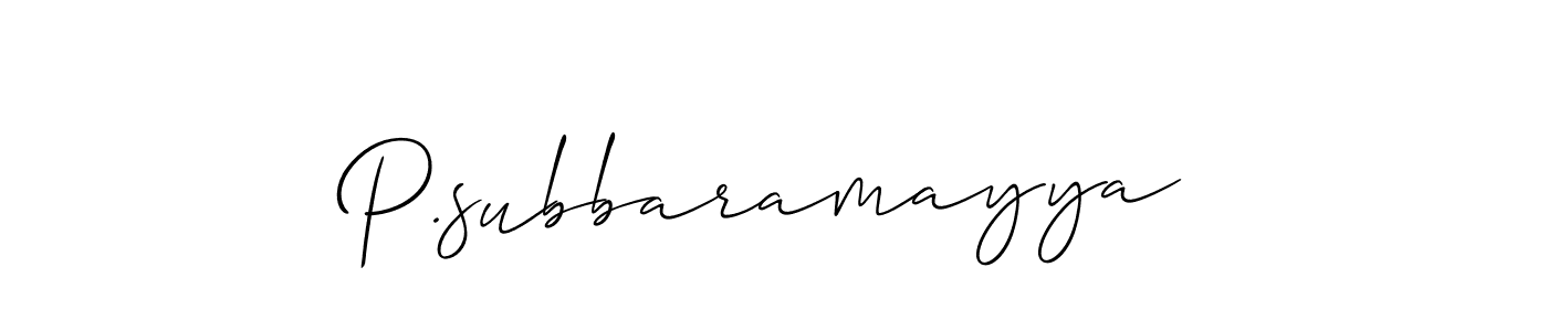 Make a beautiful signature design for name P.subbaramayya. With this signature (Allison_Script) style, you can create a handwritten signature for free. P.subbaramayya signature style 2 images and pictures png