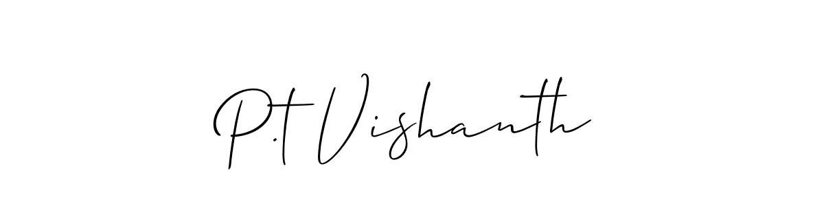 Make a beautiful signature design for name P.t Vishanth. With this signature (Allison_Script) style, you can create a handwritten signature for free. P.t Vishanth signature style 2 images and pictures png