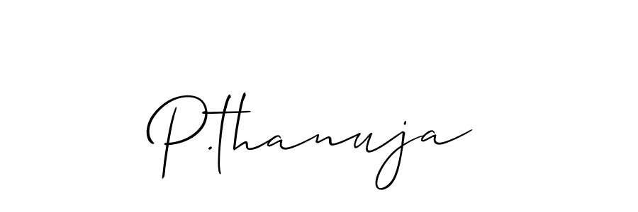 Use a signature maker to create a handwritten signature online. With this signature software, you can design (Allison_Script) your own signature for name P.thanuja. P.thanuja signature style 2 images and pictures png