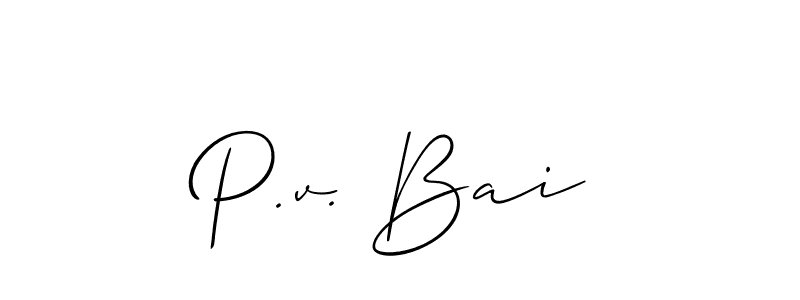 The best way (Allison_Script) to make a short signature is to pick only two or three words in your name. The name P.v. Bai include a total of six letters. For converting this name. P.v. Bai signature style 2 images and pictures png