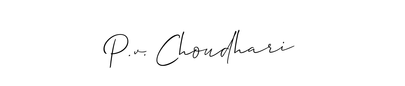 Also we have P.v. Choudhari name is the best signature style. Create professional handwritten signature collection using Allison_Script autograph style. P.v. Choudhari signature style 2 images and pictures png