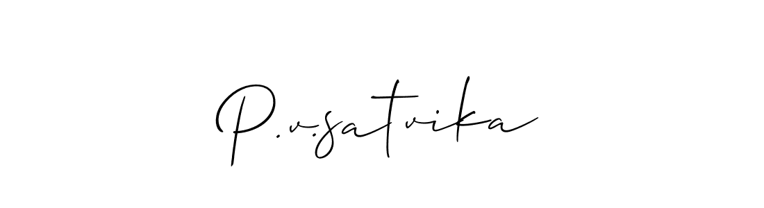Make a beautiful signature design for name P.v.satvika. With this signature (Allison_Script) style, you can create a handwritten signature for free. P.v.satvika signature style 2 images and pictures png