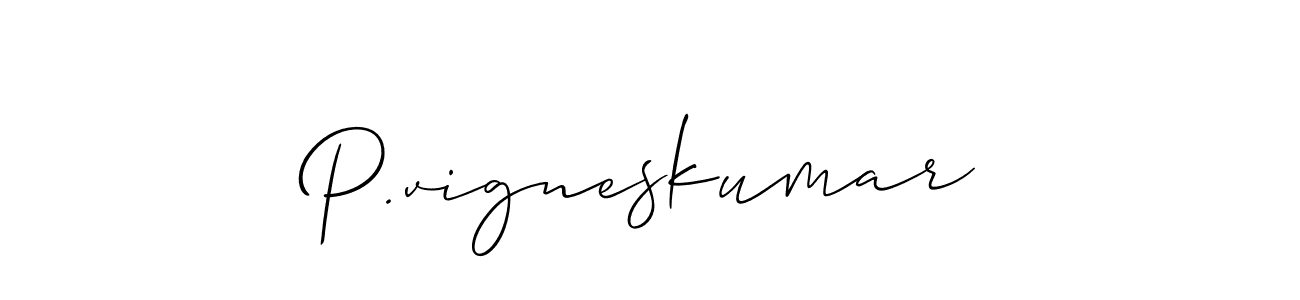 Use a signature maker to create a handwritten signature online. With this signature software, you can design (Allison_Script) your own signature for name P.vigneskumar. P.vigneskumar signature style 2 images and pictures png