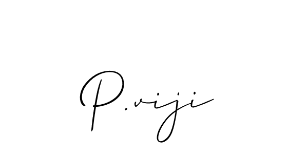 The best way (Allison_Script) to make a short signature is to pick only two or three words in your name. The name P.viji include a total of six letters. For converting this name. P.viji signature style 2 images and pictures png