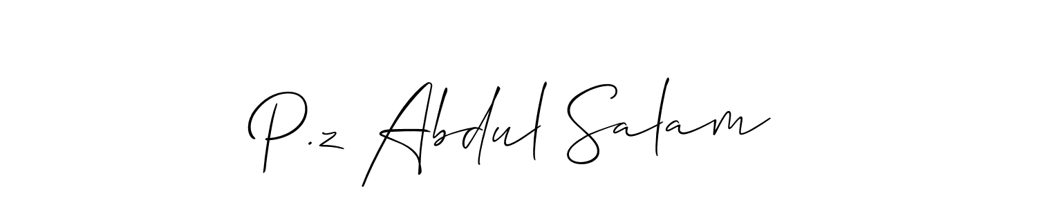 How to Draw P.z Abdul Salam signature style? Allison_Script is a latest design signature styles for name P.z Abdul Salam. P.z Abdul Salam signature style 2 images and pictures png