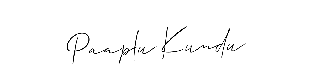 The best way (Allison_Script) to make a short signature is to pick only two or three words in your name. The name Paaplu Kundu include a total of six letters. For converting this name. Paaplu Kundu signature style 2 images and pictures png