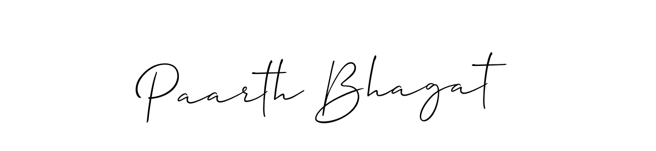 The best way (Allison_Script) to make a short signature is to pick only two or three words in your name. The name Paarth Bhagat include a total of six letters. For converting this name. Paarth Bhagat signature style 2 images and pictures png