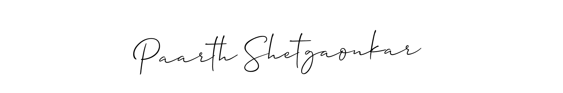 Use a signature maker to create a handwritten signature online. With this signature software, you can design (Allison_Script) your own signature for name Paarth Shetgaonkar. Paarth Shetgaonkar signature style 2 images and pictures png