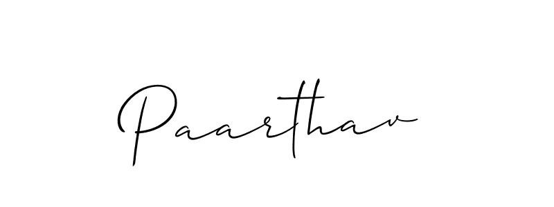 Design your own signature with our free online signature maker. With this signature software, you can create a handwritten (Allison_Script) signature for name Paarthav. Paarthav signature style 2 images and pictures png