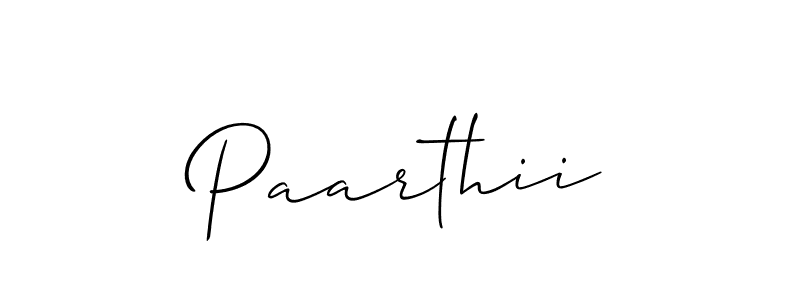 Paarthii stylish signature style. Best Handwritten Sign (Allison_Script) for my name. Handwritten Signature Collection Ideas for my name Paarthii. Paarthii signature style 2 images and pictures png