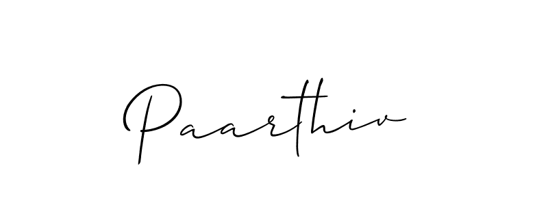 Design your own signature with our free online signature maker. With this signature software, you can create a handwritten (Allison_Script) signature for name Paarthiv. Paarthiv signature style 2 images and pictures png