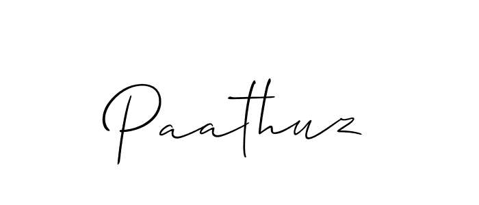 Allison_Script is a professional signature style that is perfect for those who want to add a touch of class to their signature. It is also a great choice for those who want to make their signature more unique. Get Paathuz name to fancy signature for free. Paathuz signature style 2 images and pictures png
