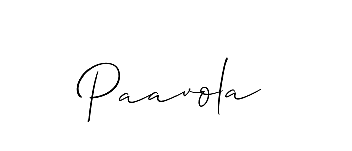 Create a beautiful signature design for name Paavola. With this signature (Allison_Script) fonts, you can make a handwritten signature for free. Paavola signature style 2 images and pictures png