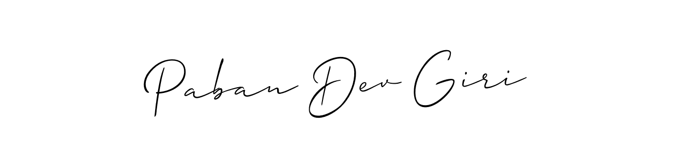 Create a beautiful signature design for name Paban Dev Giri. With this signature (Allison_Script) fonts, you can make a handwritten signature for free. Paban Dev Giri signature style 2 images and pictures png