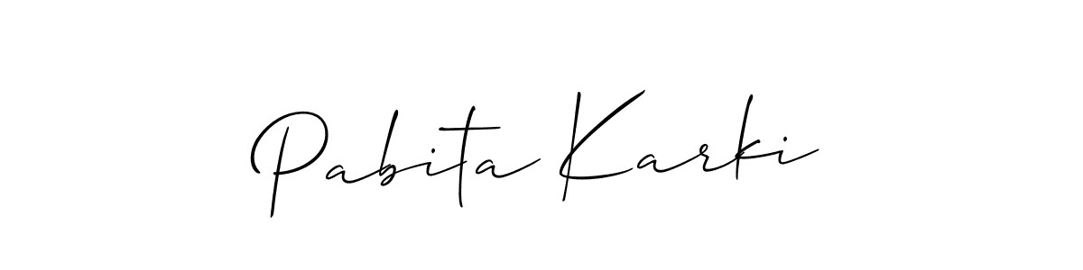 Use a signature maker to create a handwritten signature online. With this signature software, you can design (Allison_Script) your own signature for name Pabita Karki. Pabita Karki signature style 2 images and pictures png