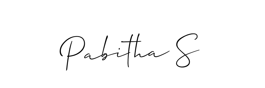 How to make Pabitha S name signature. Use Allison_Script style for creating short signs online. This is the latest handwritten sign. Pabitha S signature style 2 images and pictures png