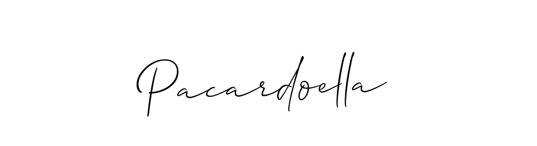 Create a beautiful signature design for name Pacardoella. With this signature (Allison_Script) fonts, you can make a handwritten signature for free. Pacardoella signature style 2 images and pictures png