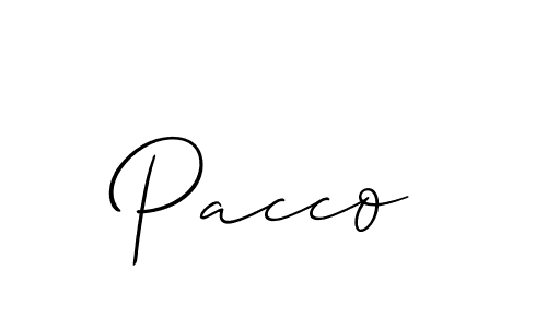 Make a beautiful signature design for name Pacco. With this signature (Allison_Script) style, you can create a handwritten signature for free. Pacco signature style 2 images and pictures png