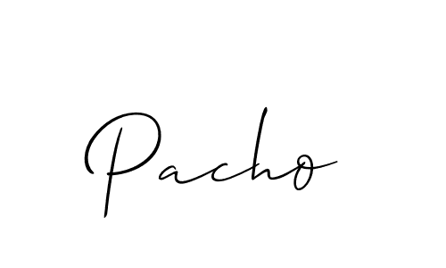 Create a beautiful signature design for name Pacho. With this signature (Allison_Script) fonts, you can make a handwritten signature for free. Pacho signature style 2 images and pictures png