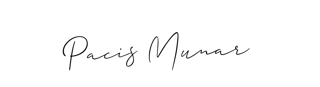 Create a beautiful signature design for name Pacis Munar. With this signature (Allison_Script) fonts, you can make a handwritten signature for free. Pacis Munar signature style 2 images and pictures png
