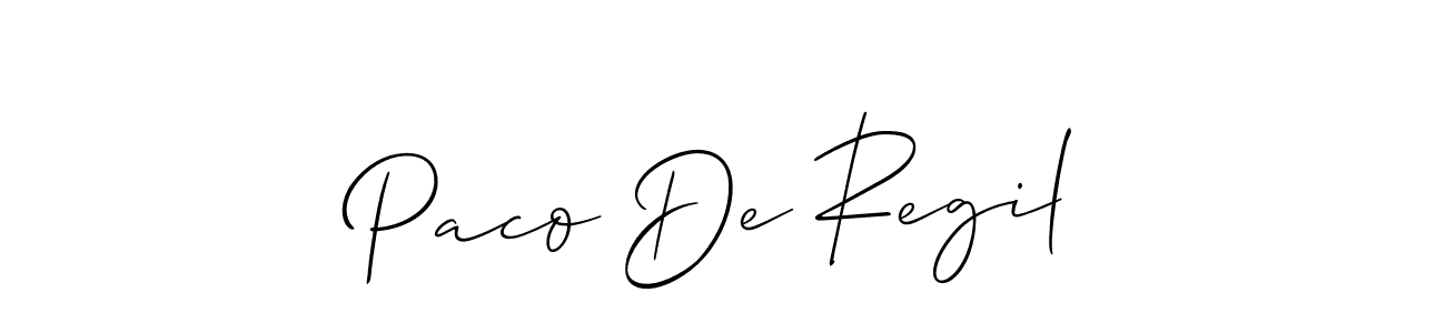How to Draw Paco De Regil signature style? Allison_Script is a latest design signature styles for name Paco De Regil. Paco De Regil signature style 2 images and pictures png