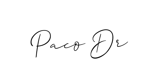 You can use this online signature creator to create a handwritten signature for the name Paco Dr. This is the best online autograph maker. Paco Dr signature style 2 images and pictures png