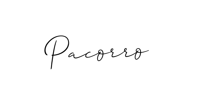 Use a signature maker to create a handwritten signature online. With this signature software, you can design (Allison_Script) your own signature for name Pacorro. Pacorro signature style 2 images and pictures png