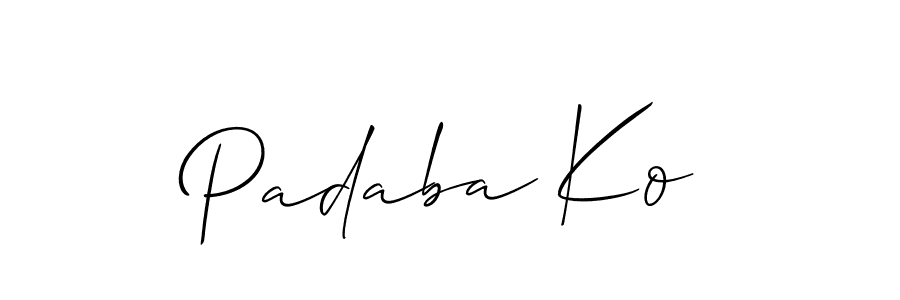 It looks lik you need a new signature style for name Padaba Ko. Design unique handwritten (Allison_Script) signature with our free signature maker in just a few clicks. Padaba Ko signature style 2 images and pictures png