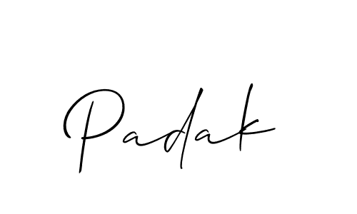 Padak stylish signature style. Best Handwritten Sign (Allison_Script) for my name. Handwritten Signature Collection Ideas for my name Padak. Padak signature style 2 images and pictures png