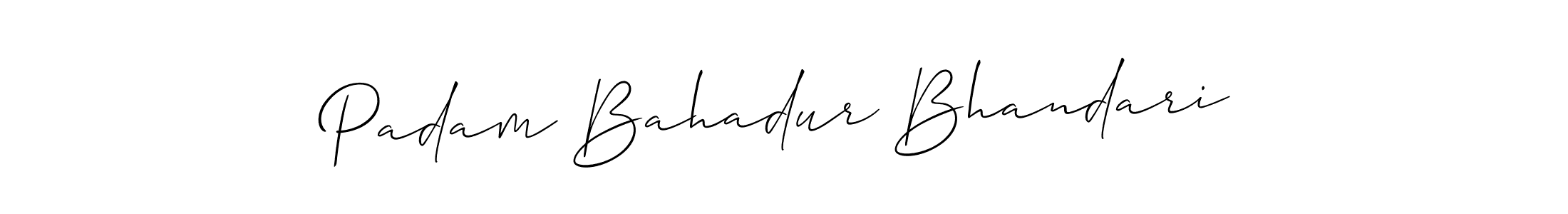 Use a signature maker to create a handwritten signature online. With this signature software, you can design (Allison_Script) your own signature for name Padam Bahadur Bhandari. Padam Bahadur Bhandari signature style 2 images and pictures png