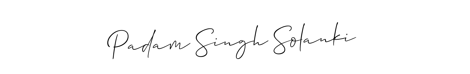 You should practise on your own different ways (Allison_Script) to write your name (Padam Singh Solanki) in signature. don't let someone else do it for you. Padam Singh Solanki signature style 2 images and pictures png