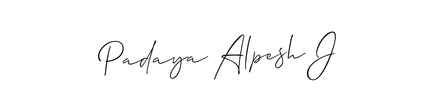 Make a beautiful signature design for name Padaya Alpesh J. With this signature (Allison_Script) style, you can create a handwritten signature for free. Padaya Alpesh J signature style 2 images and pictures png