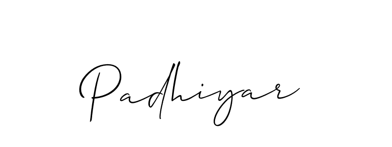 if you are searching for the best signature style for your name Padhiyar. so please give up your signature search. here we have designed multiple signature styles  using Allison_Script. Padhiyar signature style 2 images and pictures png