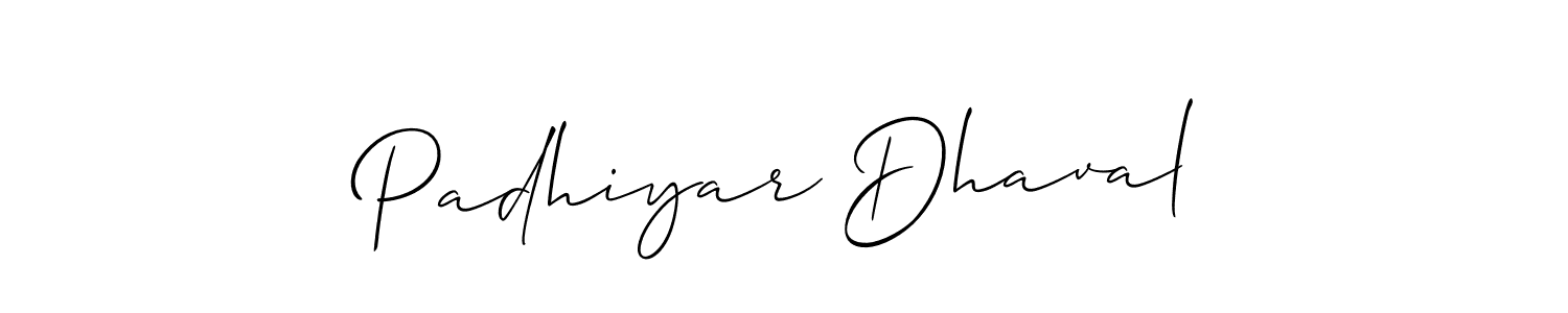 It looks lik you need a new signature style for name Padhiyar Dhaval. Design unique handwritten (Allison_Script) signature with our free signature maker in just a few clicks. Padhiyar Dhaval signature style 2 images and pictures png