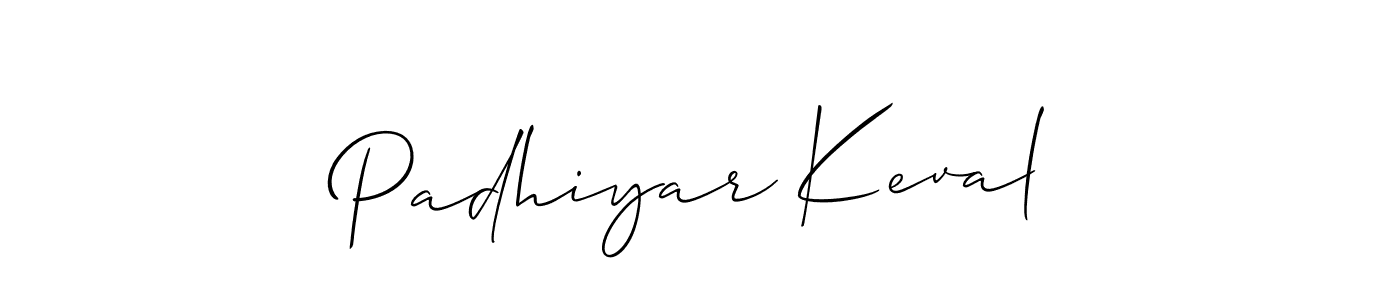 Make a beautiful signature design for name Padhiyar Keval. With this signature (Allison_Script) style, you can create a handwritten signature for free. Padhiyar Keval signature style 2 images and pictures png
