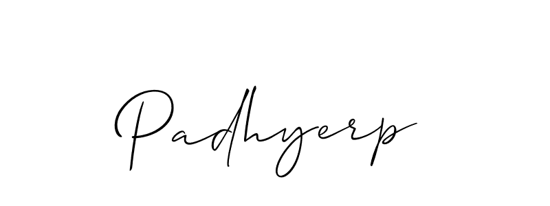 Allison_Script is a professional signature style that is perfect for those who want to add a touch of class to their signature. It is also a great choice for those who want to make their signature more unique. Get Padhyerp name to fancy signature for free. Padhyerp signature style 2 images and pictures png