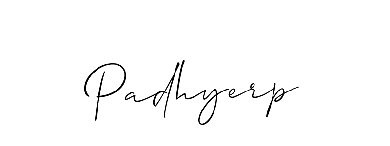 Allison_Script is a professional signature style that is perfect for those who want to add a touch of class to their signature. It is also a great choice for those who want to make their signature more unique. Get Padhyerp name to fancy signature for free. Padhyerp signature style 2 images and pictures png