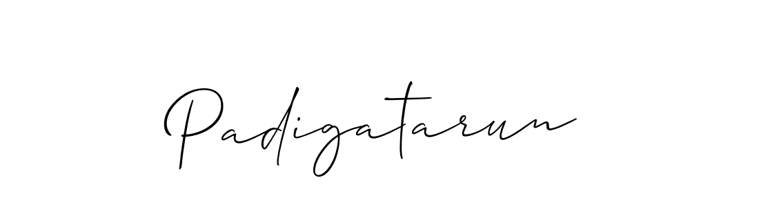 Allison_Script is a professional signature style that is perfect for those who want to add a touch of class to their signature. It is also a great choice for those who want to make their signature more unique. Get Padigatarun name to fancy signature for free. Padigatarun signature style 2 images and pictures png