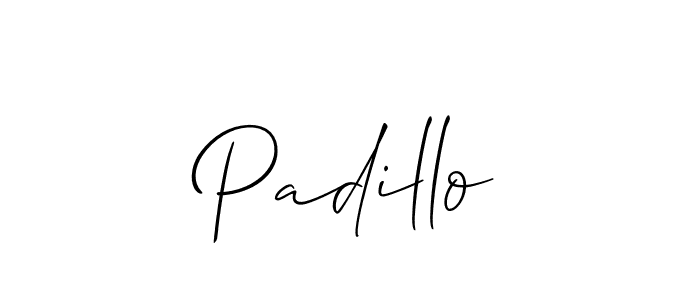 Use a signature maker to create a handwritten signature online. With this signature software, you can design (Allison_Script) your own signature for name Padillo. Padillo signature style 2 images and pictures png