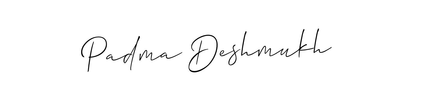 How to make Padma Deshmukh name signature. Use Allison_Script style for creating short signs online. This is the latest handwritten sign. Padma Deshmukh signature style 2 images and pictures png