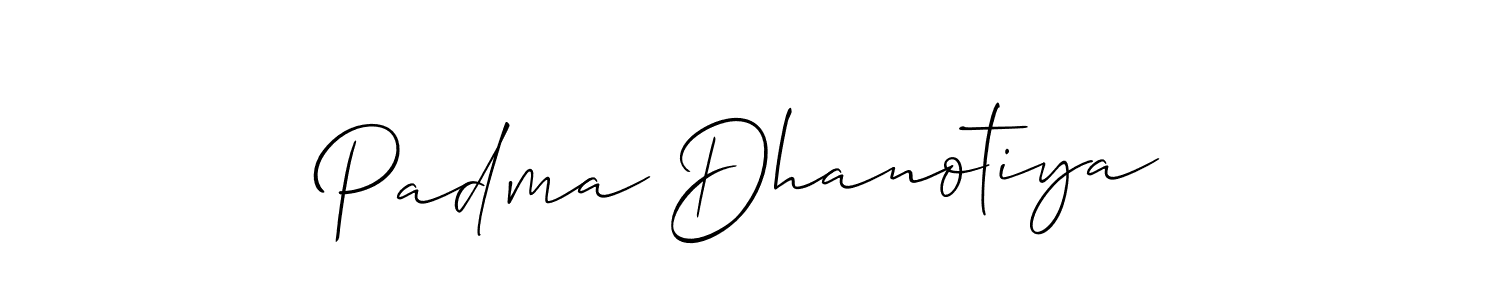 Make a short Padma Dhanotiya signature style. Manage your documents anywhere anytime using Allison_Script. Create and add eSignatures, submit forms, share and send files easily. Padma Dhanotiya signature style 2 images and pictures png