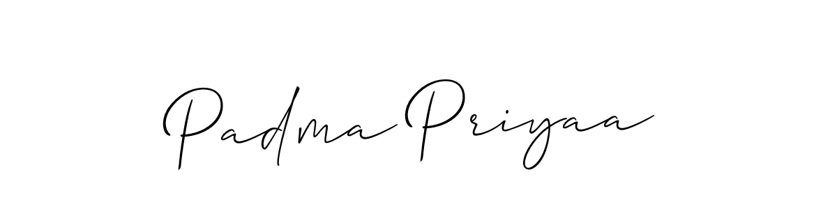 How to make Padma Priyaa name signature. Use Allison_Script style for creating short signs online. This is the latest handwritten sign. Padma Priyaa signature style 2 images and pictures png